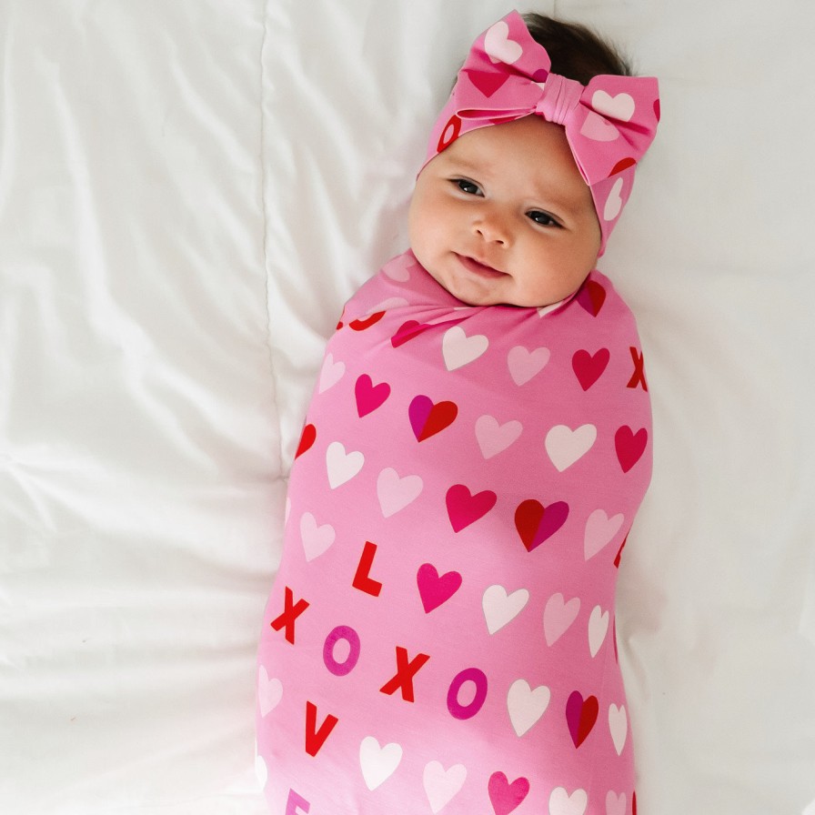 Sleep Little Sleepies Layette | Pink Xoxo Swaddle & Luxe Bow Headband Set Main Section