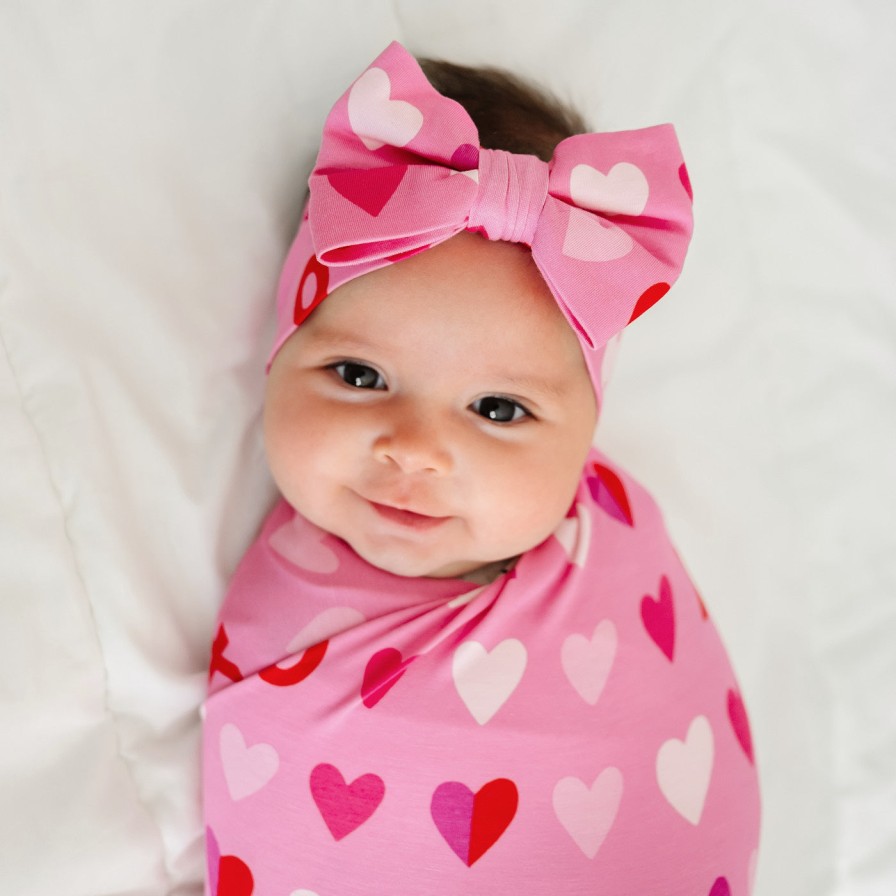 Sleep Little Sleepies Layette | Pink Xoxo Swaddle & Luxe Bow Headband Set Main Section