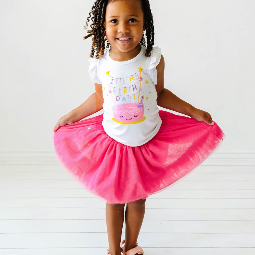 Play Little Sleepies Bottoms | Raspberry Pink Bamboo Viscose Lined Tutu Main Section