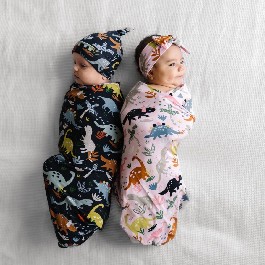 Sleep Little Sleepies Layette | Navy Jurassic Jungle Swaddle + Hat Set Main Section