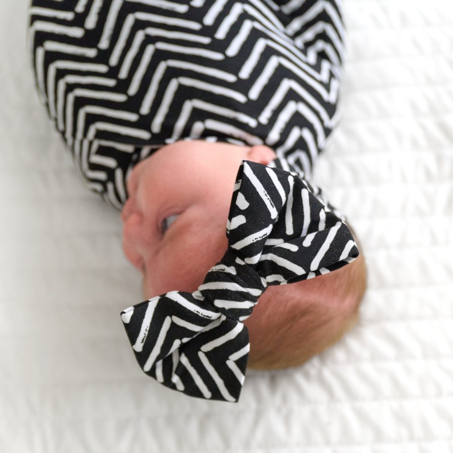 Sleep Little Sleepies Layette | Monochrome Chevron Swaddle & Luxe Bow Headband Set Main Section