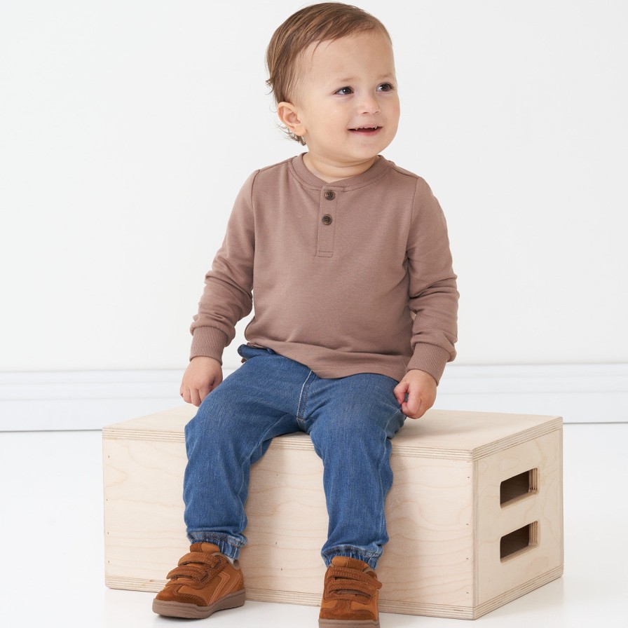 Play Little Sleepies Tops & Sweaters | Light Cocoa Long Sleeve Henley Tee Main Section