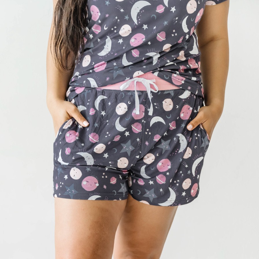 Adult Little Sleepies Women'S Pajamas | Pink To The Moon & Back Women'S Pajama Shorts Main Section