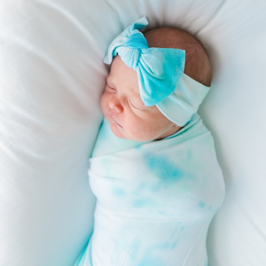 Sleep Little Sleepies Layette | Tidepool Watercolor Swaddle + Headband Set Main Section