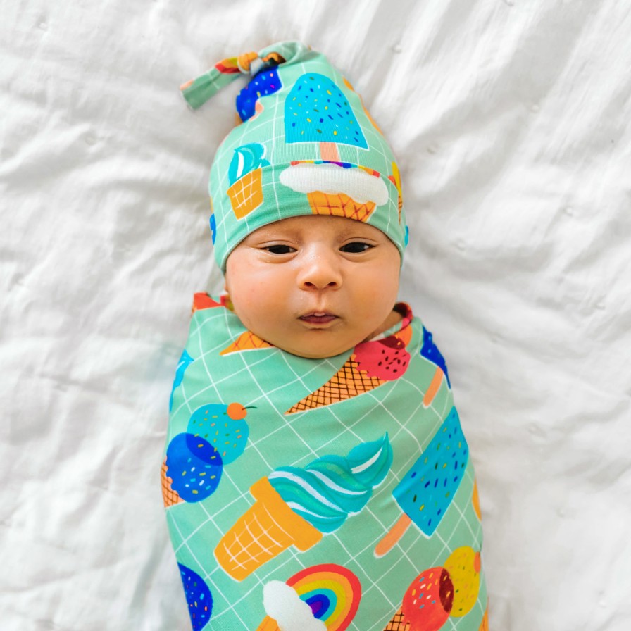 Sleep Little Sleepies Layette | Aqua Rainbow Sprinkles Swaddle & Hat Set Main Section