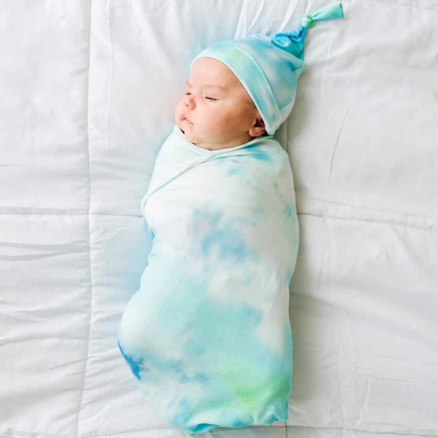 Sleep Little Sleepies Layette | Tidepool Watercolor Swaddle + Hat Set Main Section