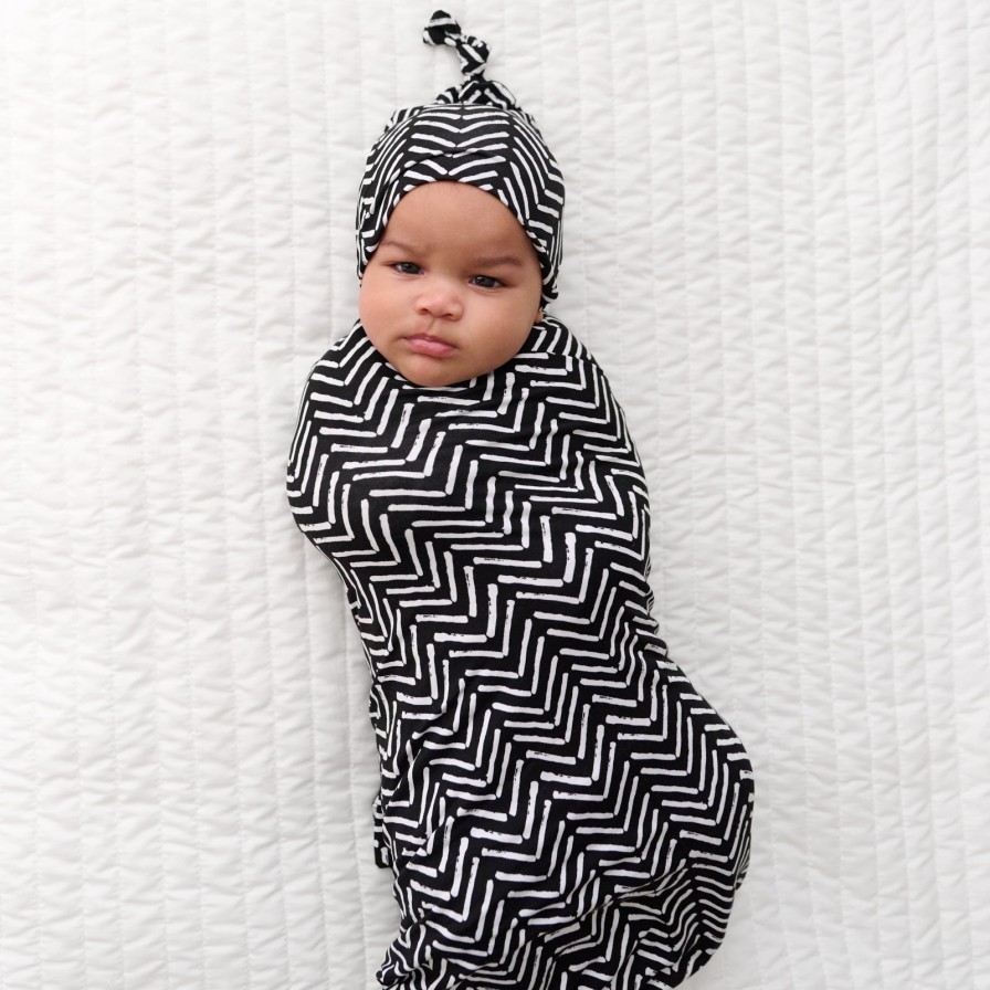 Sleep Little Sleepies Layette | Monochrome Chevron Swaddle & Hat Set Main Section