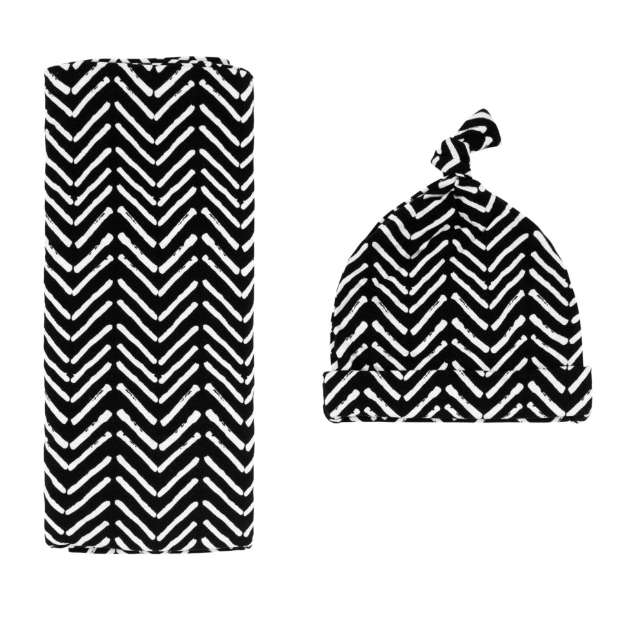 Sleep Little Sleepies Layette | Monochrome Chevron Swaddle & Hat Set Main Section