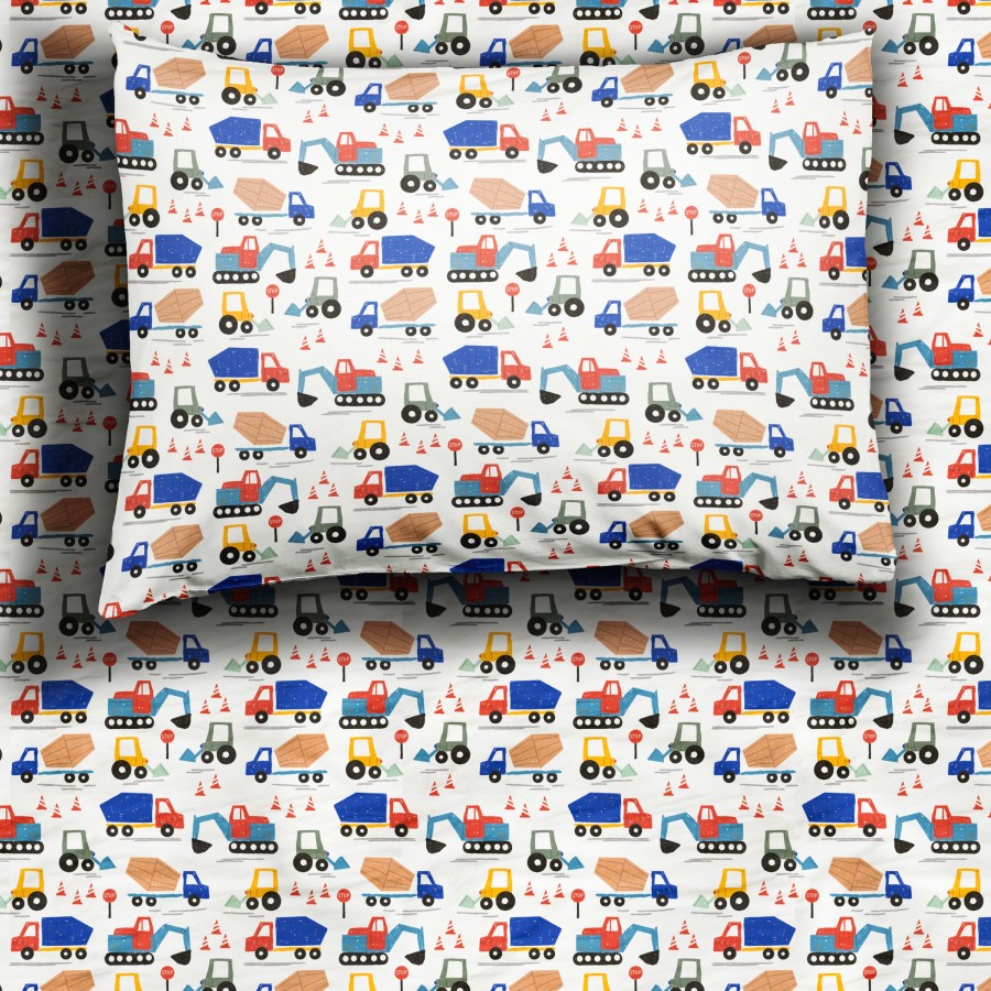 Sleep Little Sleepies Crib Sheets & Twin Sheets | Construction Twin Sheet Set Main Section