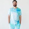 Adult Little Sleepies Men'S Pajamas | Tidepool Watercolor Men'S Short Sleeve Pajama Top Main Section