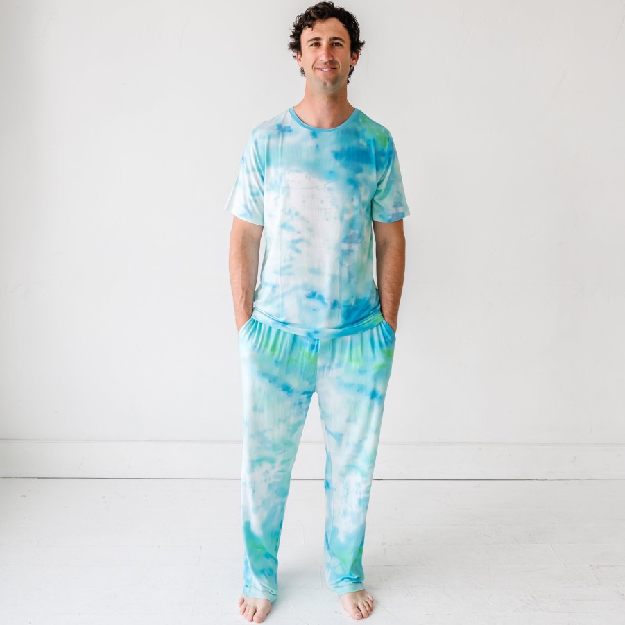 Adult Little Sleepies Men'S Pajamas | Tidepool Watercolor Men'S Short Sleeve Pajama Top Main Section