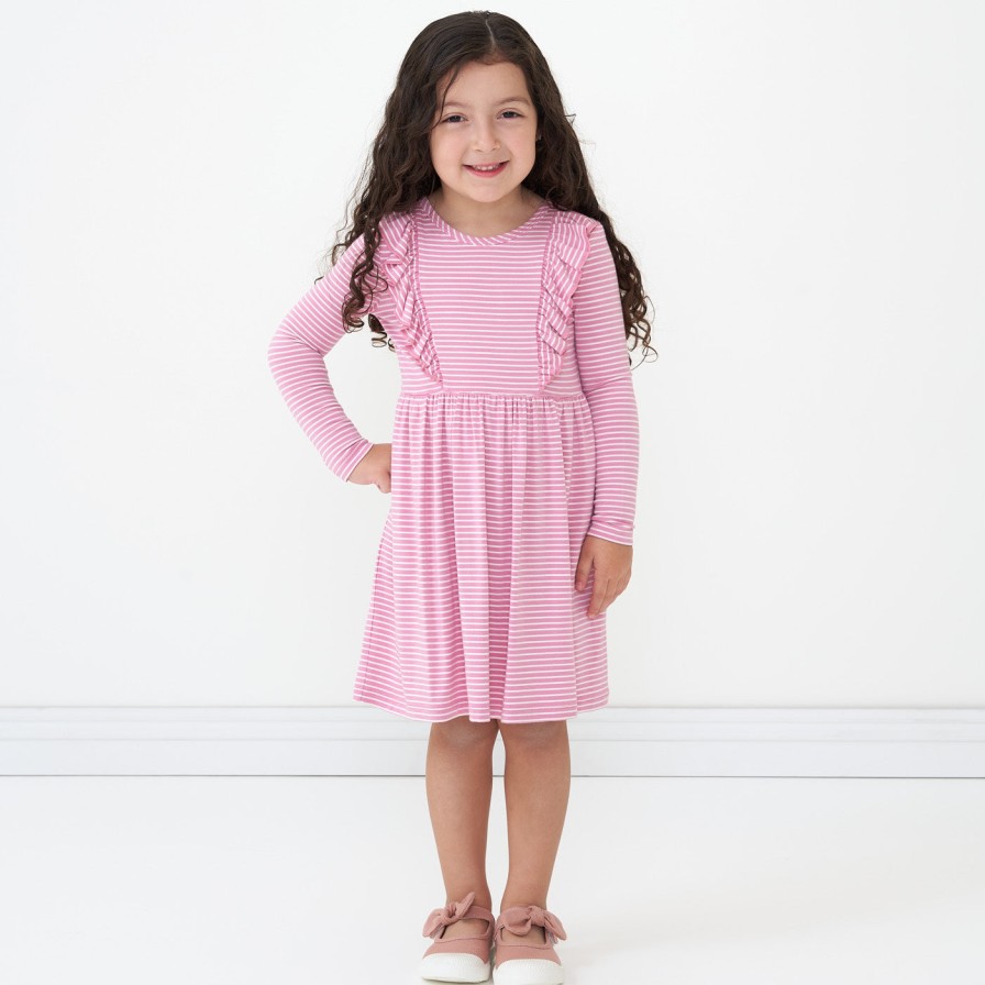 Play Little Sleepies Dresses | Garden Rose Stripe Long Sleeve Ruffle Bib Dress Main Section