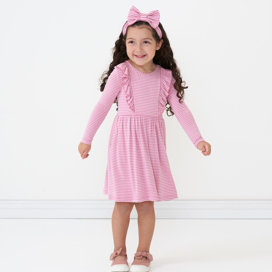 Play Little Sleepies Dresses | Garden Rose Stripe Long Sleeve Ruffle Bib Dress Main Section