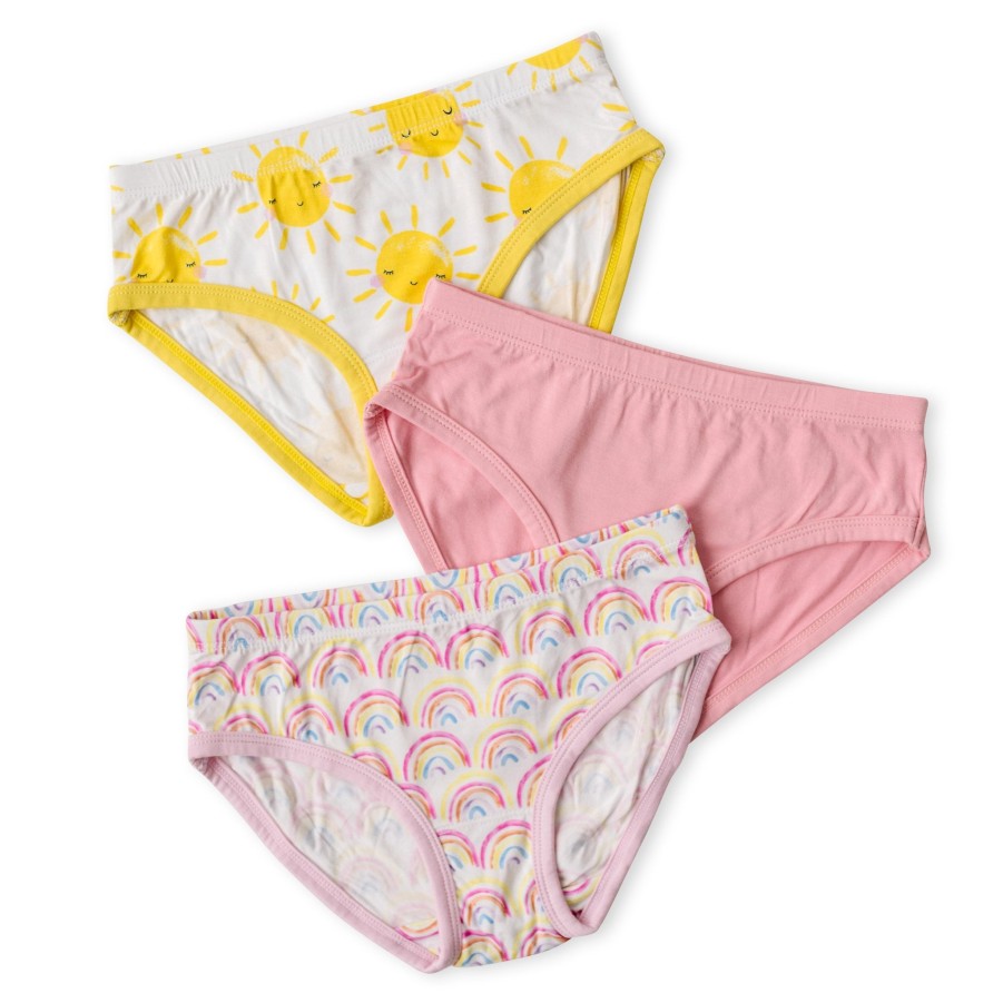 Play Little Sleepies Underwear | Rainbows & Sunshine Girl'S Bamboo Viscosebrief Underwear - 3 Pack Main Section Pastel Rainbows, Sunshine & Bubblegum