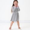 Play Little Sleepies Dresses | Heather Gray W/ Stripped Tipping Long Sleeve Drop Waist Dress Main Section