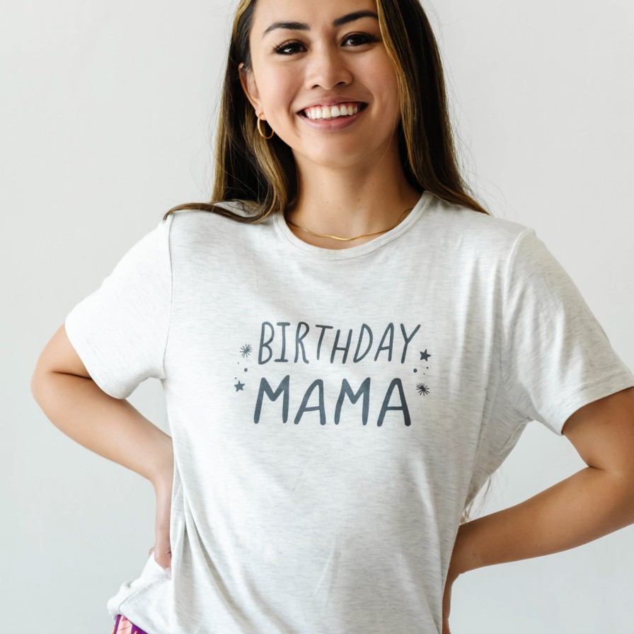 Adult Little Sleepies Women'S Pajamas | Birthday Mama Women'S Short Sleeve Graphic Tee Main Section