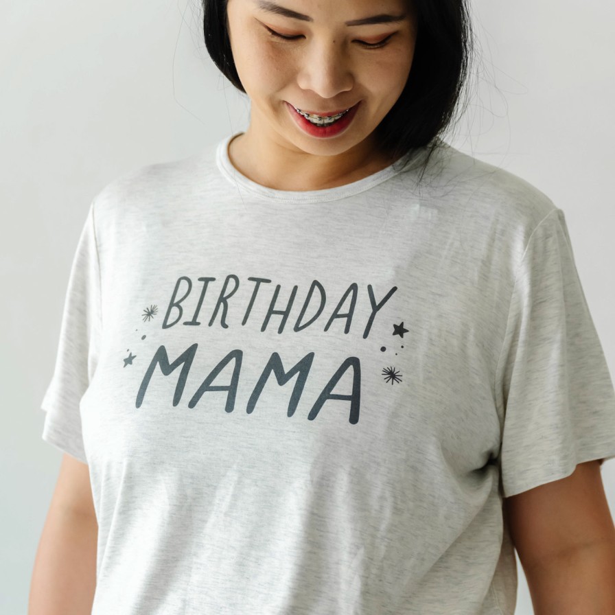 Adult Little Sleepies Women'S Pajamas | Birthday Mama Women'S Short Sleeve Graphic Tee Main Section