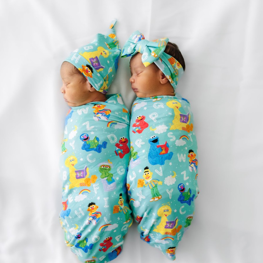 Sleep Little Sleepies Layette | Spelling With Sesame Street Swaddle + Luxe Bow Headband Set Main Section