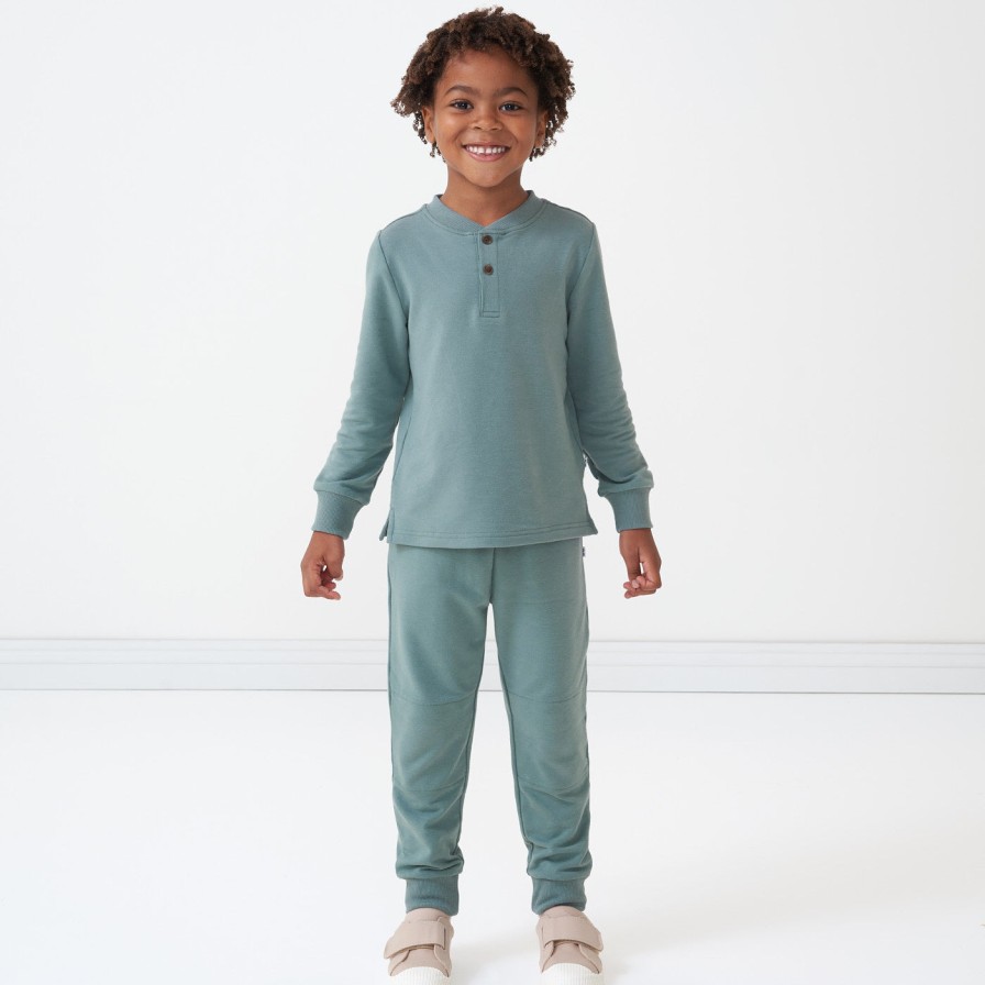 Play Little Sleepies Tops & Sweaters | Vintage Teal Long Sleeve Henley Tee Main Section