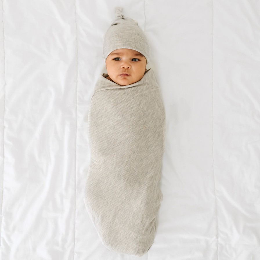 Sleep Little Sleepies Layette | Heather Stone Ribbed Swaddle & Hat Set Main Section