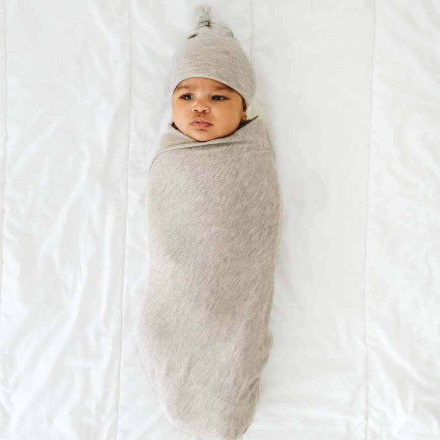 Sleep Little Sleepies Layette | Heather Stone Ribbed Swaddle & Hat Set Main Section