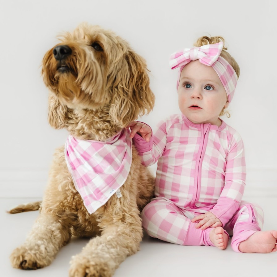 Adult Little Sleepies Sleepy Lifestyle | Pink Gingham Pet Bandana Main Section