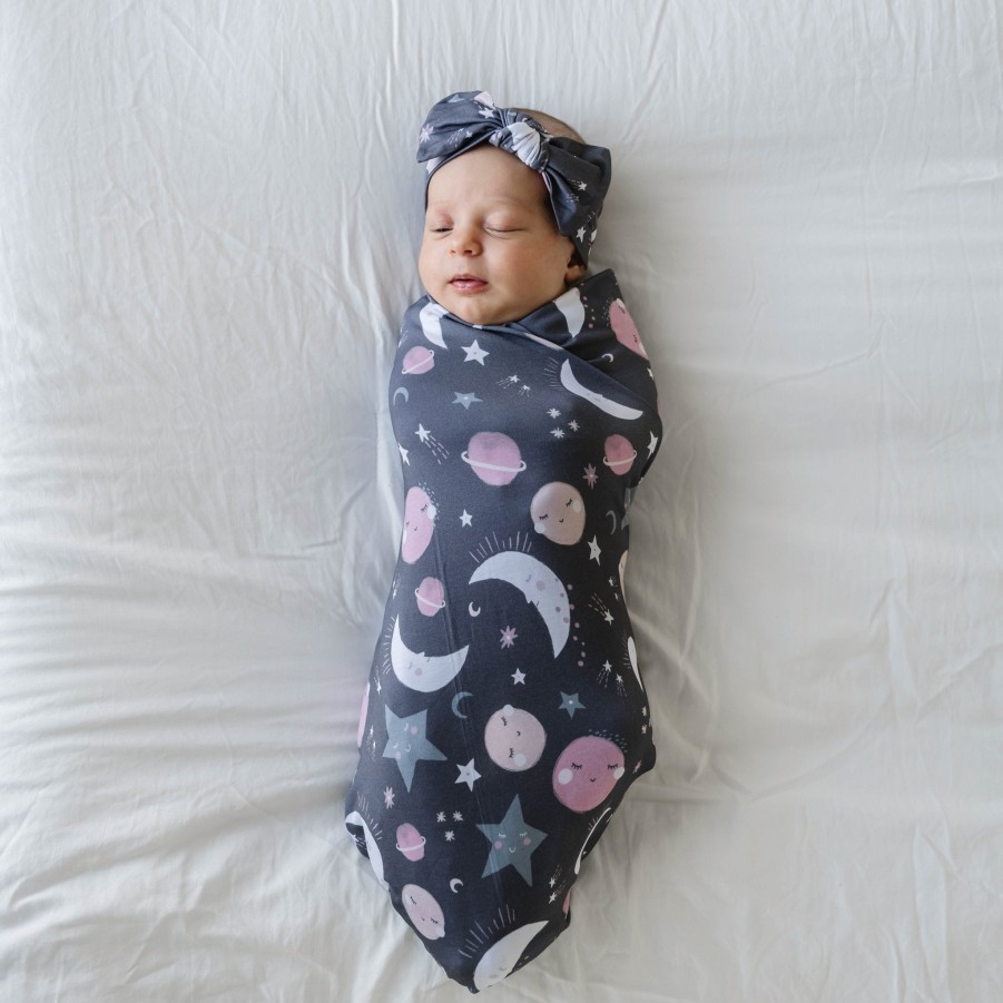 Sleep Little Sleepies Layette | Pink To The Moon & Back Swaddle + Headband Set Main Section