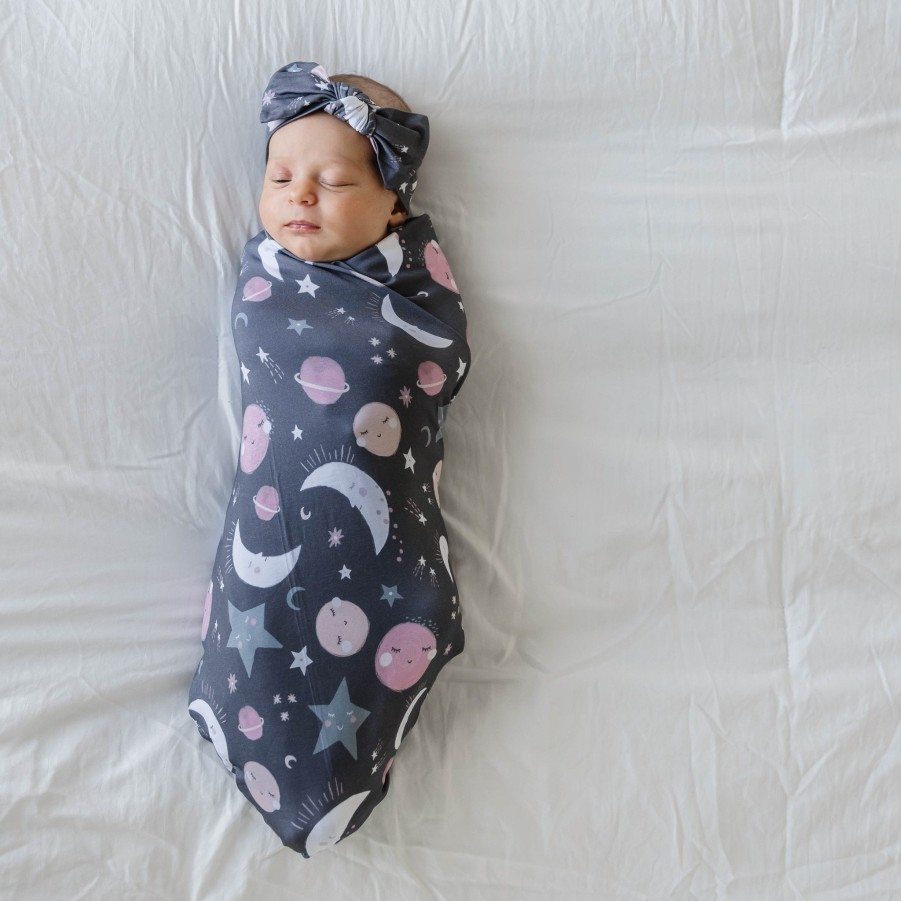 Sleep Little Sleepies Layette | Pink To The Moon & Back Swaddle + Headband Set Main Section