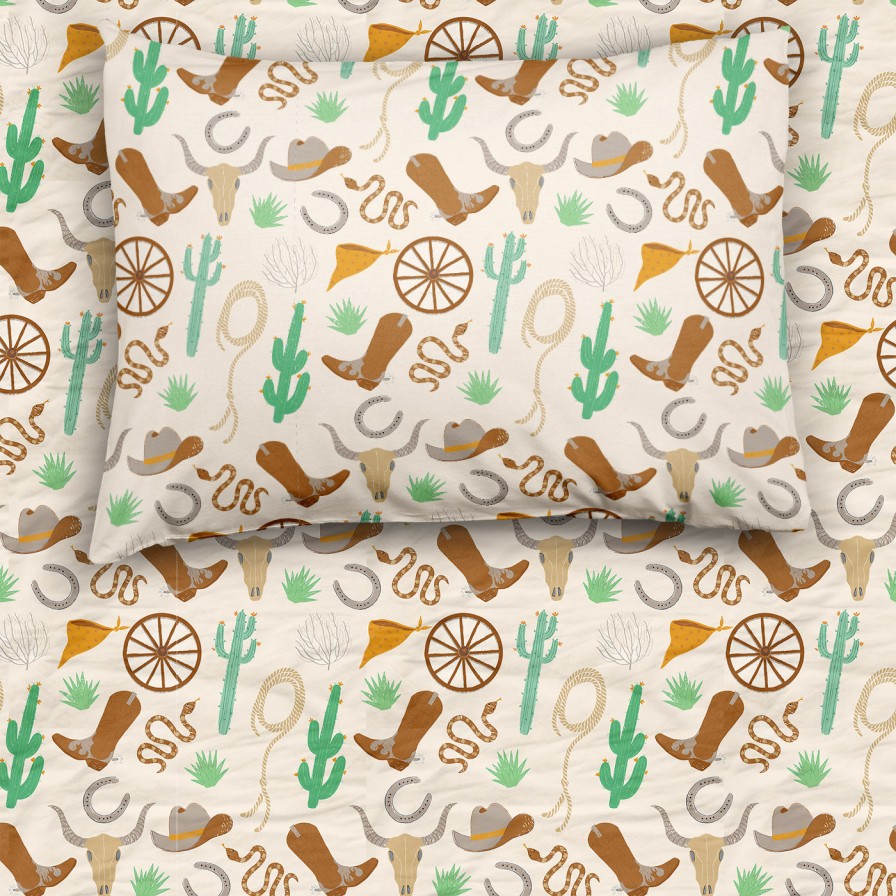 Sleep Little Sleepies Crib Sheets & Twin Sheets | Caramel Ready To Rodeo Twin Sheet Set Main Section