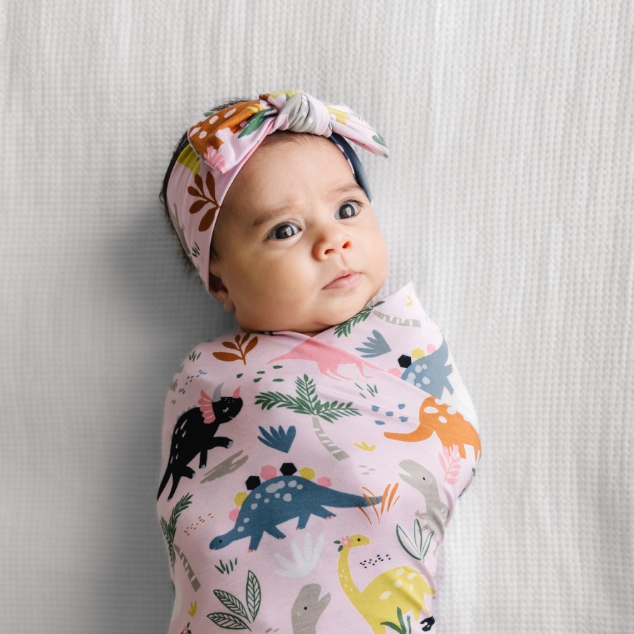 Sleep Little Sleepies Layette | Pink Jurassic Jungle Swaddle + Headband Set Main Section