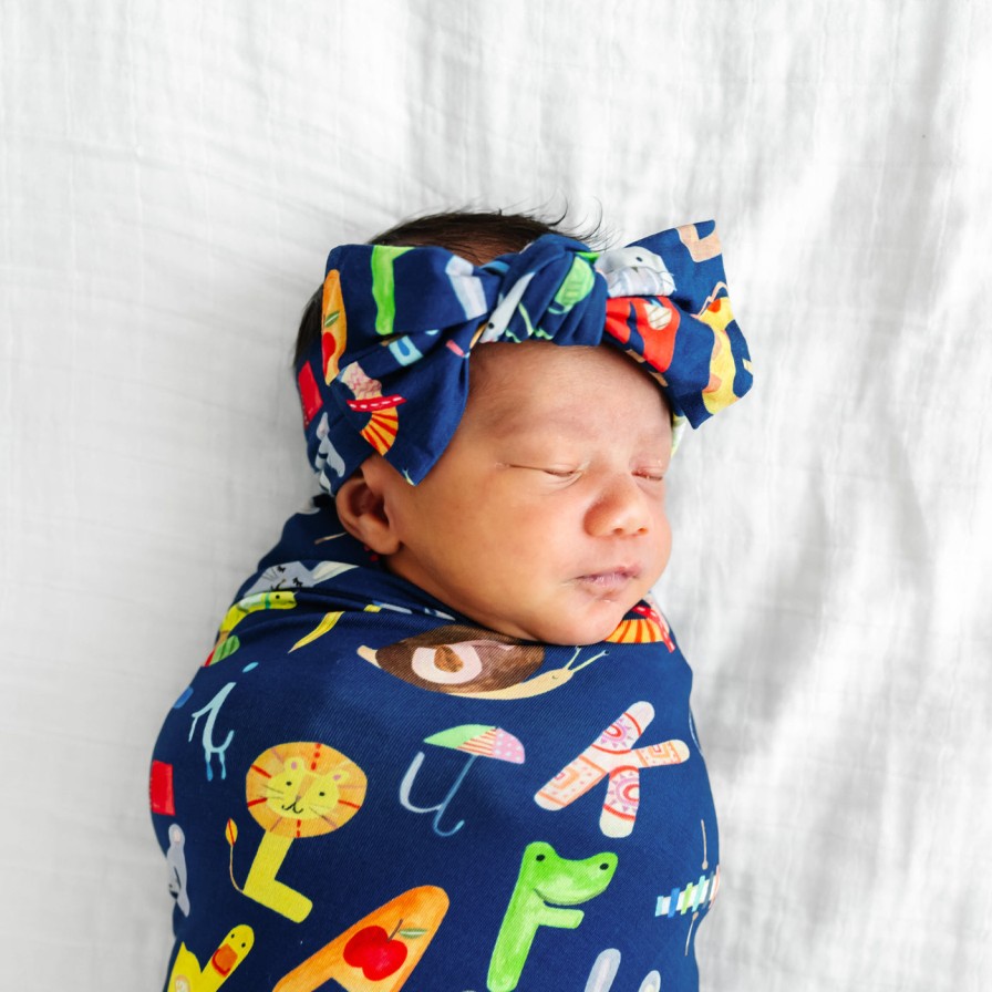 Sleep Little Sleepies Layette | Navy Alphabet Friends Swaddle & Headband Set Main Section