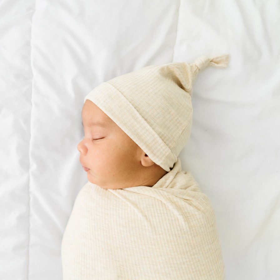 Sleep Little Sleepies Layette | Heather Oatmeal Ribbed Swaddle & Hat Set Main Section