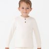 Play Little Sleepies Tops & Sweaters | Cream Long Sleeve Henley Tee Main Section