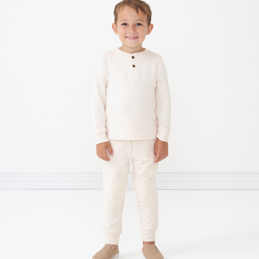 Play Little Sleepies Tops & Sweaters | Cream Long Sleeve Henley Tee Main Section