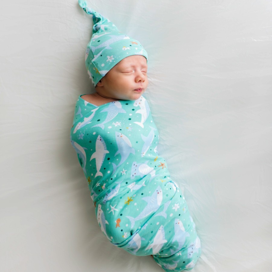 Sleep Little Sleepies Layette | Shark Soiree Swaddle & Hat Set Main Section