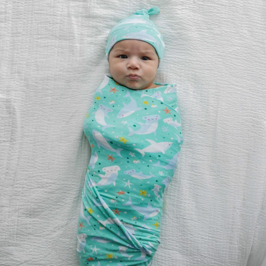 Sleep Little Sleepies Layette | Shark Soiree Swaddle & Hat Set Main Section