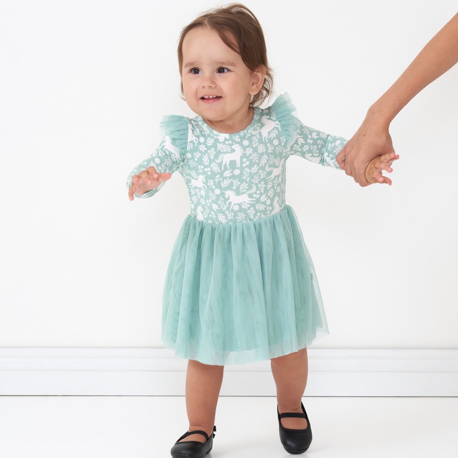 Play Little Sleepies Dresses | Unicorn Garden Long Sleeve Flutter Tutu Dress With Bloomer Main Section