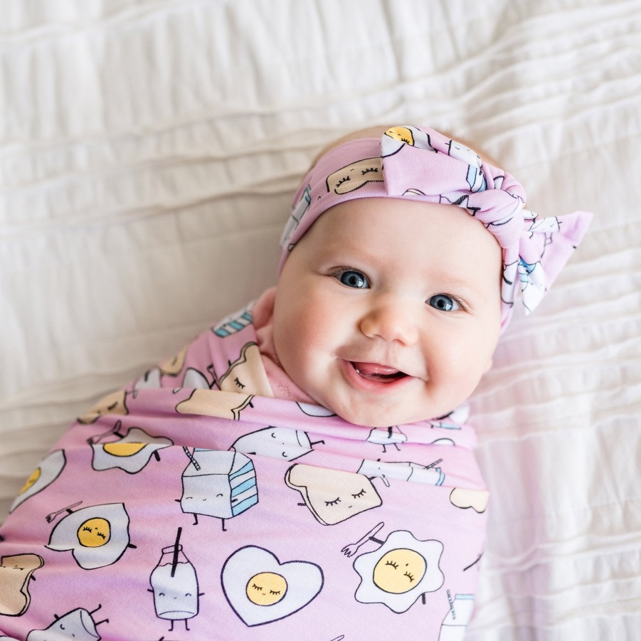 Sleep Little Sleepies Layette | Pink Breakfast Buddies Swaddle + Headband Set Main Section