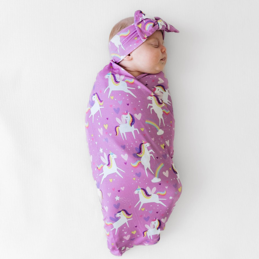 Sleep Little Sleepies Layette | Sienna'S Unicorns Swaddle & Headband Set Main Section