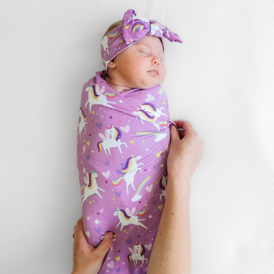 Sleep Little Sleepies Layette | Sienna'S Unicorns Swaddle & Headband Set Main Section