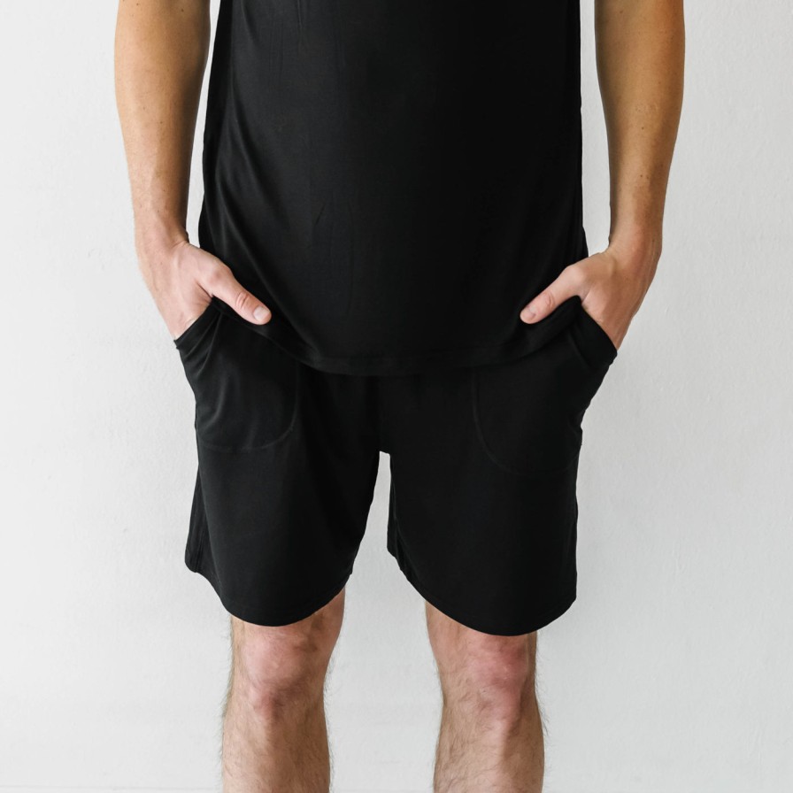 Adult Little Sleepies Men'S Pajamas | Solid Black Men'S Pajama Shorts Main Section