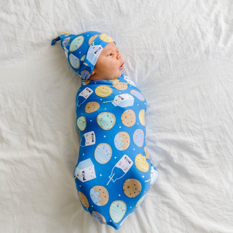 Sleep Little Sleepies Layette | Blue Cookies & Milk Swaddle + Hat Set Main Section