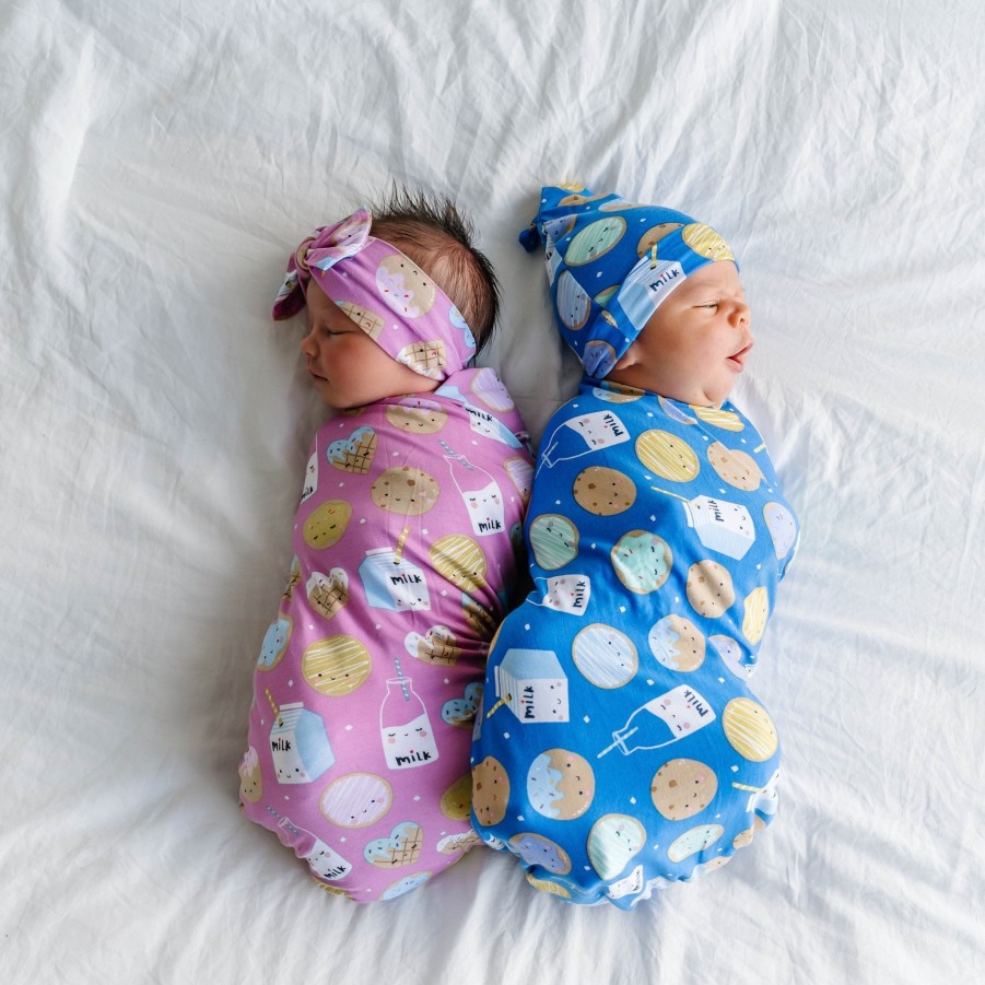 Sleep Little Sleepies Layette | Blue Cookies & Milk Swaddle + Hat Set Main Section