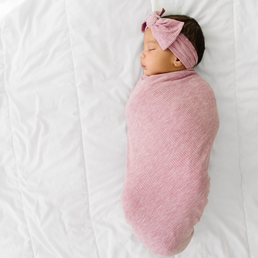 Sleep Little Sleepies Layette | Heather Mauve Ribbed Swaddle & Headband Set Main Section