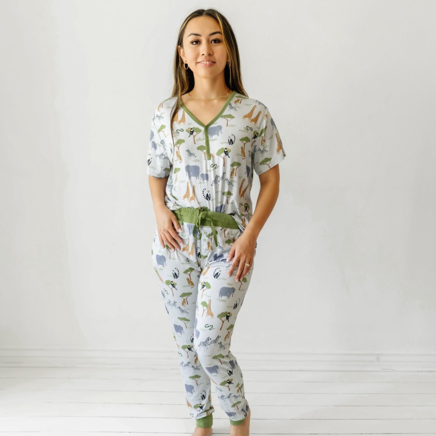 Adult Little Sleepies Women'S Pajamas | Safari Friends Women'S Short Sleeve Bamboo Viscose Pajama Top Main Section