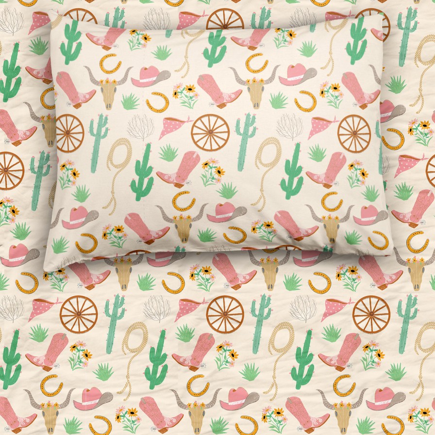 Sleep Little Sleepies Crib Sheets & Twin Sheets | Pink Ready To Rodeo Twin Sheet Set Main Section