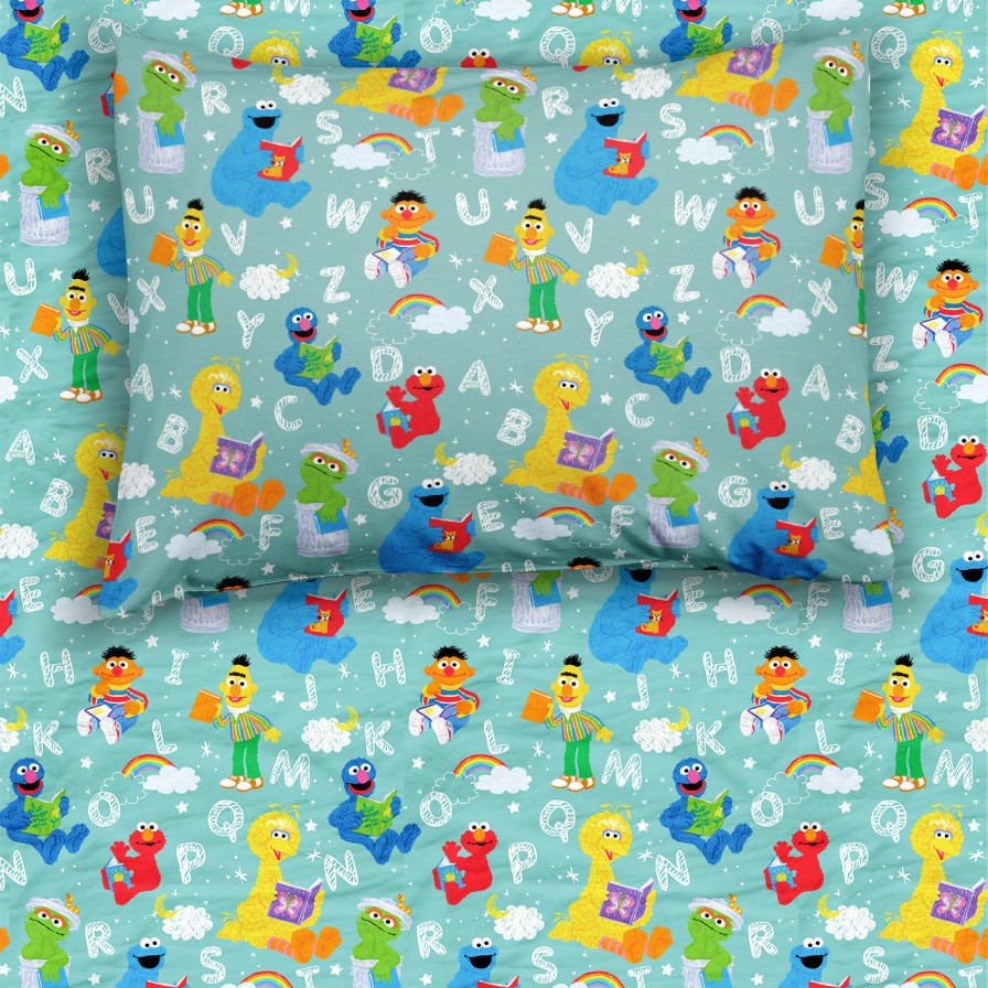 Sleep Little Sleepies Crib Sheets & Twin Sheets | Spelling With Sesame Street Twin Sheet Set Main Section