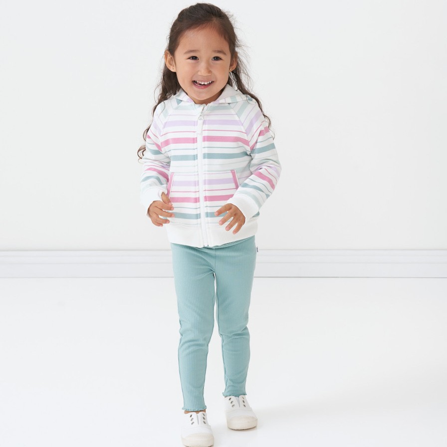 Play Little Sleepies Bottoms | Aqua Mist Ribbed Lettuce Legging Main Section