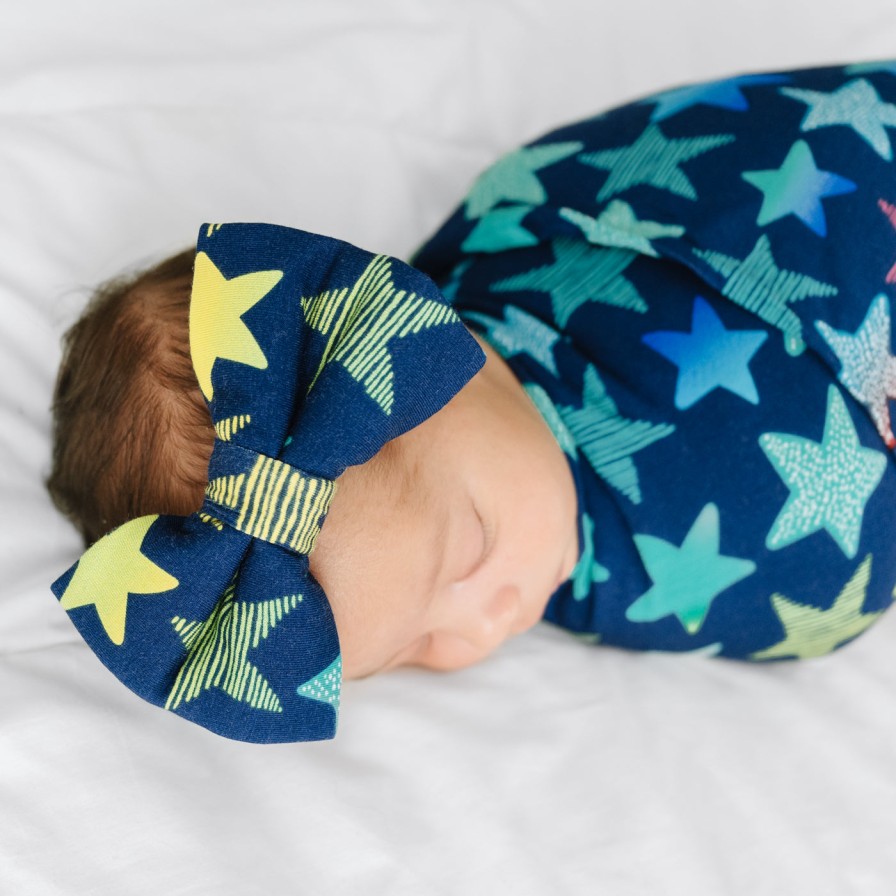 Sleep Little Sleepies Layette | Shades Of Stars Swaddle & Luxe Bow Headband Set Main Section