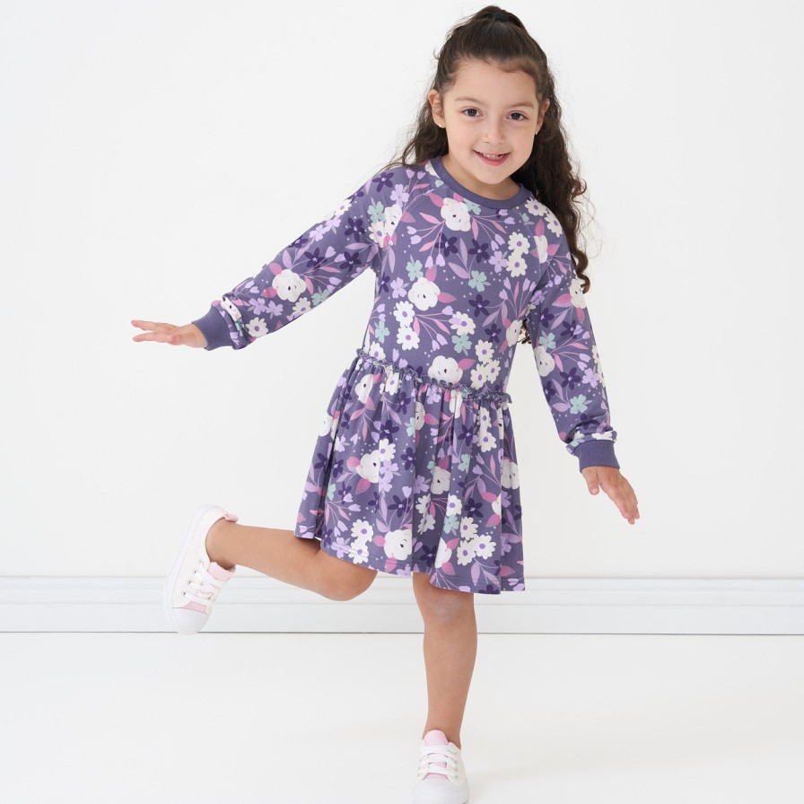 Play Little Sleepies Dresses | Sugar Plum Floral Long Sleeve Drop Waist Dress Main Section